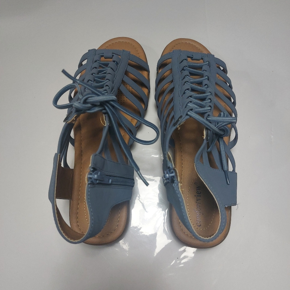 Comfortview Renata Light Blue Lace-up Sandals Size 10W - Picture 3 of 14